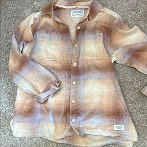 REI Brown and Cream Utility Jacket with Classic Design